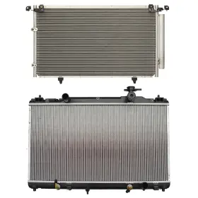 13537066 Hilamps Ac Condenser Cooling Kit And Aluminum Radiator For 2002-2006 Toyota Camry 2.4l