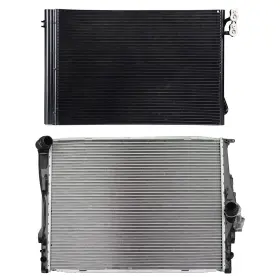 13537621 Hilamps Ac Condenser Cooling Kit And Aluminum Radiator For 2009-2011 Bmw 128i 3.0l