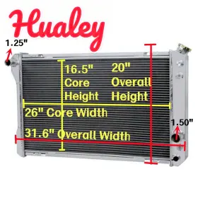 An57204-1 Hualey 26 Inch W Aluminum Radiator For 1982-1992 90 Chevy Camaro/ Pontiac Firebird At/mt
