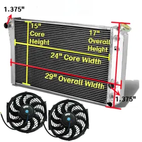 An57205 Hualey 3row Aluminum Radiator Fan For Chevy 84-90 Corvette 1982-2002 S10 Blazer V8 A/mt