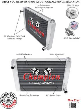 Jamn Radiator Jr-un20-ch Champion 20 Inch Wide 3 Row Universal Series Chevy Configuration