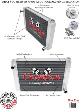 Jr-un20-ch Jamn Radiator Champion 20 Inch Wide 3 Row Universal Series Chevy Configuration