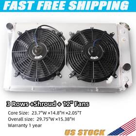 Luxerad 0145 3rows Radiator Shroud Dual Fan For 82-02 Chevrolet S10 S-10 Blazer V8 Conversion