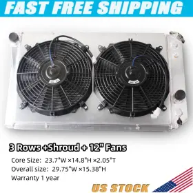 3rows Luxerad 0145 Radiator Shroud Dual Fan For 82-02 Chevrolet S10 S-10 Blazer V8 Conversion