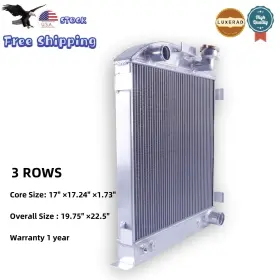 Bc009a Luxerad 3rows Full Aluminum Radiator For 1932 Ford Chopped Hot Rod With Chevy 350 V8 Engine