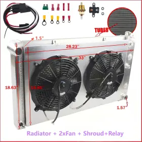 Hx24 Luxerad 4row Radiator Fan Relay Combo For 68-73 Pontiac Bonneville Grand Prix Gto Lemans