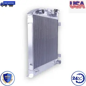 Ssrad0019 Luxerad For 1932 Ford Chopped Hot Rod With Chevy 350 V8 Engine 3 Row 44mm Aluminum Radiator