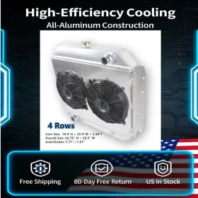 Ssrad0061 Luxerad Fit Ford F100 F150 F250 F350 1966-1979 4-row Aluminum Radiator And Shroud Fan