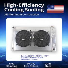 Luxerad Wh162fs 3row Aluminum Radiator Fans Shroud Fit 1973-1985 Chevy Blazer C/k Pickup Gmc V8