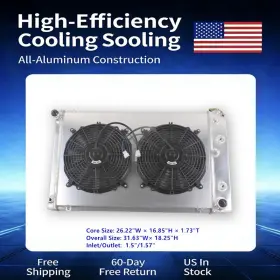 Wh162fs Luxerad 3row Aluminum Radiator Fans Shroud Fit 1973-1985 Chevy Blazer C/k Pickup Gmc V8