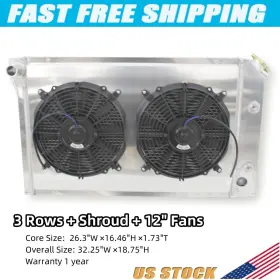 Wh718fs Luxerad 3-row Radiator Shroud 12 Inch Fan For 1977-1982 Chevy Corvette 5.7 V8 1978 79 80 1981