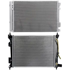 12663118 Luxfineparts Aluminum Radiator And Condenser Cooling Kit For Hyundai Accent Kia Rio 2012-2013