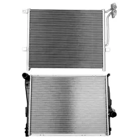 13583003 Luxfineparts Aluminum Radiator And Ac Condenser Cooling Kit For Bmw 320i 325ci 330i 2001-2005