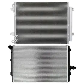 13583008 Luxfineparts Aluminum Radiator And Ac Condenser Cooling Kit For Volkswagen Passat 2006-2008
