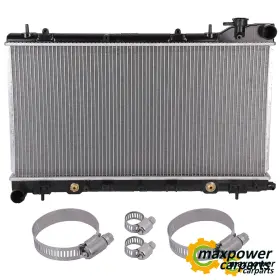11059045 Maxpower-carparts Radiator With Universal Oil Hose Clamps Kit For 03 04-08 Subaru Forester 2.5 H4