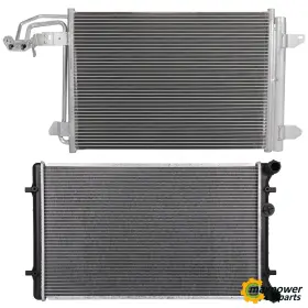 11819861 Maxpower-carparts Aluminum Radiator And Condenser Cooling Kit For 09-12 Audi A3 2006 Vw Gti Jetta