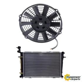 11851653 Maxpower-carparts New Cooling Fan And Aluminum Radiator Kit For 2005-2008 Kia Sportage 2.7l V6 Dohc