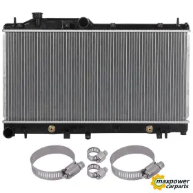 12248174 Maxpower-carparts New Front Radiator With Universal Oil Hose Clamps Kit For 05-08 10 Subaru Legacy