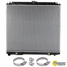 12248175 Maxpower-carparts Radiator With Universal Oil Hose Clamps Kit For 2005-18 Nissan Frontier 4.0l V6
