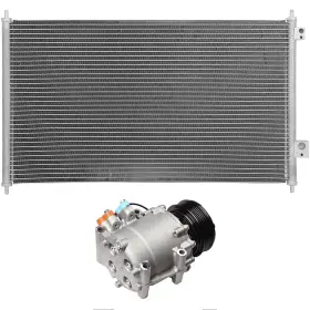 13482049 Maxpower-carparts Ac Condenser And Compressor Cooling Kit For 2002-2005 Honda Civic Sedan 1.7l