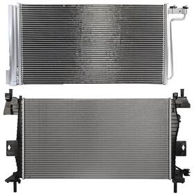 Motofactory 13792141 For 2012-2014 Ford Focus 2pcs Aluminum Silver Radiator Ac Condenser