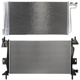 13792141 Motofactory For 2012-2014 Ford Focus 2pcs Aluminum Silver Radiator Ac Condenser