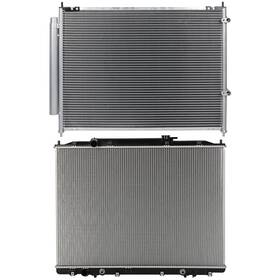 Motofatory 12110886 For 2006-2008 Honda Ridgeline Aluminum Radiator And A/c Condenser Set
