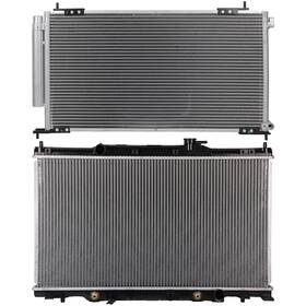 Motofatory 12110899 For 2003-2006 Honda Cr-v Element Aluminum Radiator And A/c Condenser Set