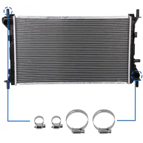 10519488 Pickoor Radiator For 2000-07 Ford Focus With Universal Oil Hose Clamps Kit Cu2296