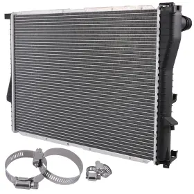 12736437 Pickoor Radiator With Universal Oil Hose Clamps Kit For Bmw 525i 528i 530i 540i