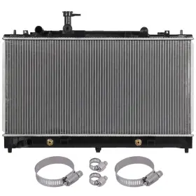 13726213 Pickoor Radiator Aluminum For Mazda 6 2003-08 With Universal Oil Hose Clamps Kit 2.3l L4