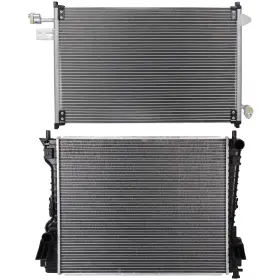 13265493 Quickfitauto For 2005 2006-2009 Ford Mustang Aluminum Radiator And Condenser Cooling Kit