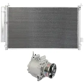 13267628 Quickfitauto Aluminum Ac Condenser And Compressor Cooling Kit For 2006-2011 Honda Civic
