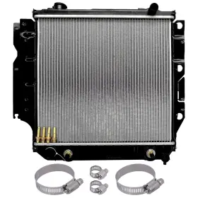 13274002 Quickfitauto Cu1682 Radiator With Universal Oil Hose Clamps Kit For 1987-2006 Jeep Wrangler