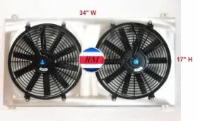 Rm-909 Radiatormaster Aluminum Shroud And 16 Inch Fans Fits Chevy Silverado 1500 2500 Yukon Tahoe Sierra