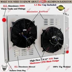 Rtk Racing 3043877 4 Row Radiator Shroud Fan For 1973-1987 Chevy C/k C10 C20/c30 K10/k20 Gmc C2500