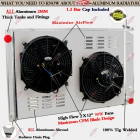 21457638 Rtk Racing 3043877 4 Row Radiator Shroud Fan For 1973-1987 Chevy C/k C10 C20/c30 K10/k20 Gmc C2500