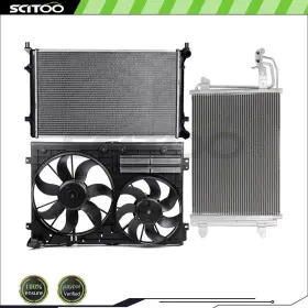 Cb837690s01 Scitoo Car Cooling Fan Radiator Ac Condenser Kit Fit For 2006-09 2010 Volkswagen Jetta