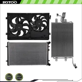 Cb837706s01 Scitoo Car Cooling Fan Radiator Ac Condenser Kit Fit For 1999-04 2005 Volkswagen Jetta