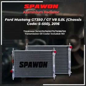 Spawon 2015-2021 5.0l 3row Aluminum Performance Radiator Fit Ford Mustang Gt 5.0 V8 2016-2020