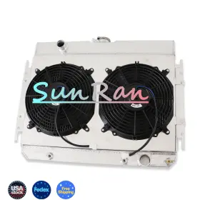 Sunran 725086036216 4row All Alu Radiator Shroud Fan For 59-68 Chevy Bel Air/caprice/impala 4.1-7.0l