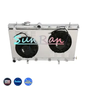 Sunran 725086669483 For 2002-2007 Subaru Impreza Wrx 4-door 2.0l 2.5l H4 Alum Radiator Shroud 9 Inch Fans