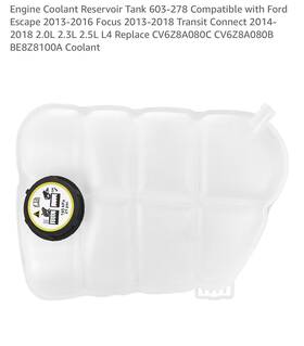 Topaz Topt5202003 Radiator Coolant Reservoir Tank With Cap For Ford Transit Connect Focus Escape