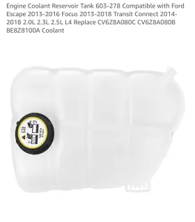Topt5202003 Topaz Radiator Coolant Reservoir Tank With Cap For Ford Transit Connect Focus Escape