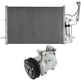 Total-autoparts 13927392 Aluminum Ac Condenser And Compressor Cooling Kit For 2007 2008 2009 Mazda 3