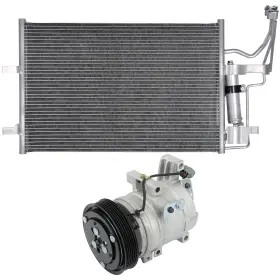 13927392 Total-autoparts Aluminum Ac Condenser And Compressor Cooling Kit For 2007 2008 2009 Mazda 3