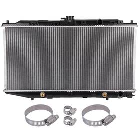 Total-autoparts 13934365 Radiator With Universal Oil Hose Clamps Kit Cu886 For 1988-1991 Honda Civic Crx