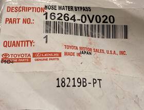 Toyota 16264-0v020 Genuine Parts Hose Water By-pass 2008-2019