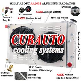 Tsmindustry 3023837 3 Rows Radiator Shroud Fan Kits For 1968-1987 75 Chevy Chevelle El Camino At/mt