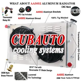 3023837 Tsmindustry 3 Rows Radiator Shroud Fan Kits For 1968-1987 75 Chevy Chevelle El Camino At/mt